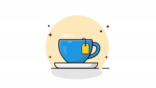 4k Tea Cup with Tea Bag. Tea Time Concept Animation Video