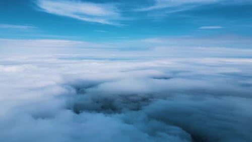 Aerial View Above Clouds with Soft Sky and Endless Cloudscape