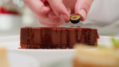 Brownie Garnished with Berry