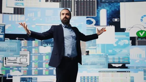 Fearless Businessman Celebrates Success and Achievement for High End Career