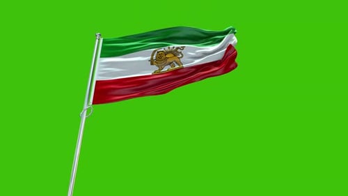 Historical Iran Flag Waving Green Screen Loop