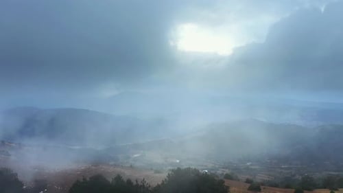 Aerial View of a Cloudy Rural Landscape