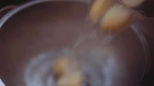 Potatoes Draining in Colander After Boiling
