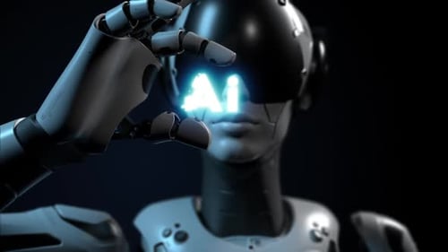A female robot holds the title "Ai" in her hand