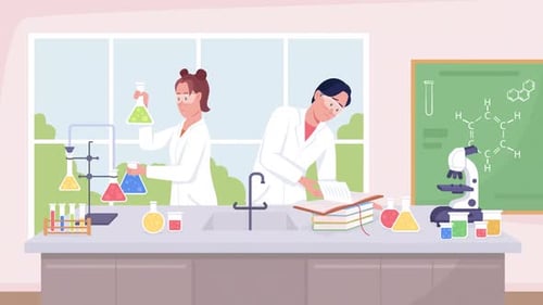 Animated Chemistry Class in School