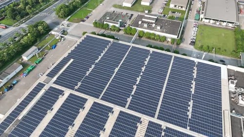 Solar power station on factory rooftop