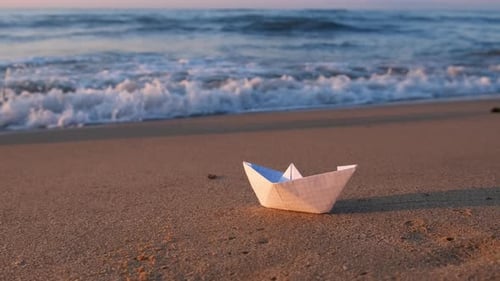 Paper Boating Ship Crash By Coast