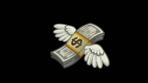 Cartoon Money Bills with Wings Flying Animation