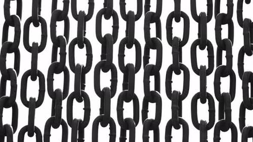 Hanging Black Chains on White Background