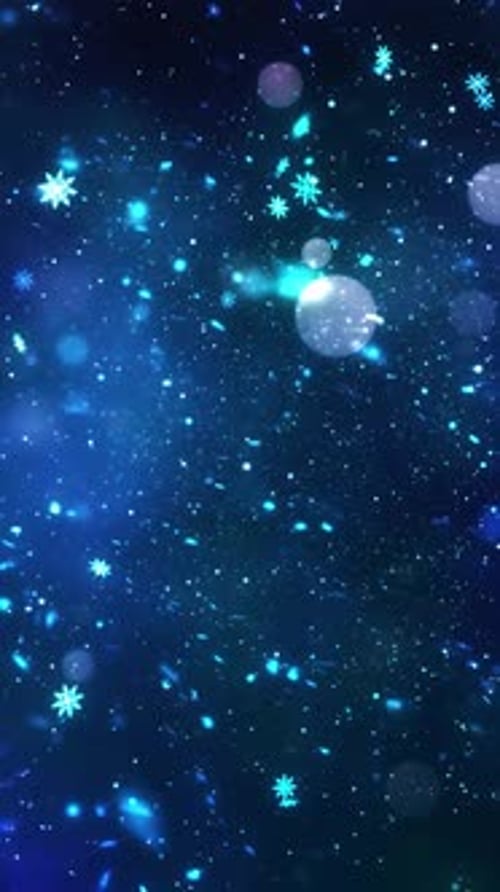 Glowing Blue Snowflakes and Sparkles Festive Background