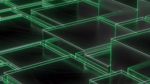 Rising Cubes With Green Neon Loop