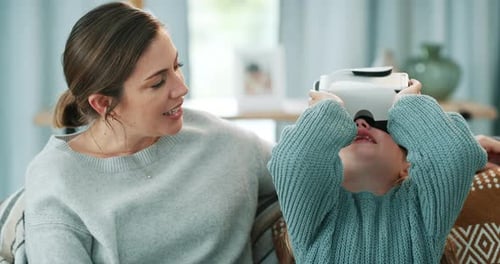 Mother and Child Enjoying a Virtual Reality Headset