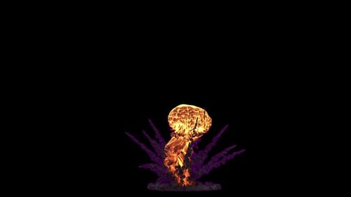 Bright Explosive Fireball Erupting on Black Background