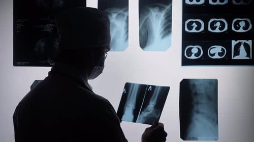 Healthcare Professional Reviewing Medical X Ray in Hospital