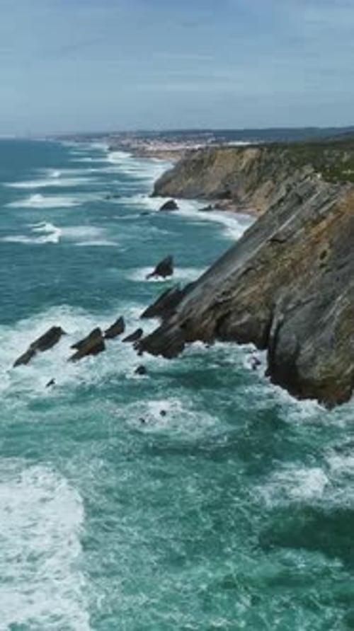 Atlantic coast with rock cliffs and waves