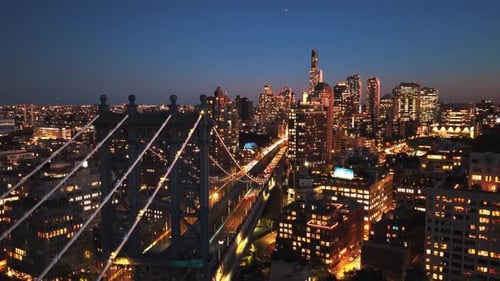 Brooklyn Bridge and Lower Manhattan Financial District Skyline