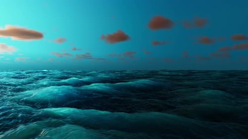 3d render of beautiful sea waves during storm and clouds