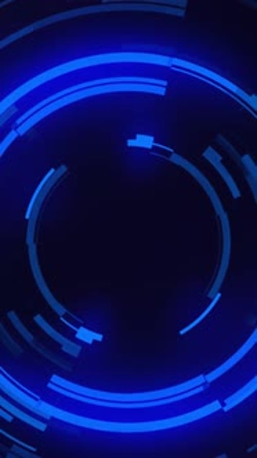 Animated Futuristic Blue Neon Concentric Circles Background