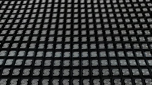 Schwebender Hintergrund mit schwarzen Würfeln, einzigartiges Design, weiße Formen, exklusiv, Reflexion, 3D-Render