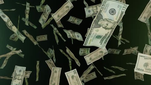 Des
billets de 20 dollars qui tombent. Billets. Pluie d'argent.