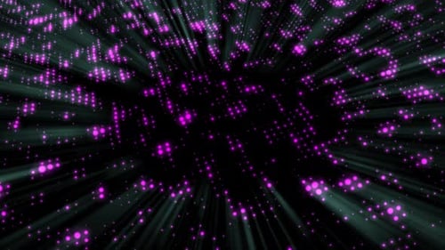 Abstract Digital Data Grid with Pink Glowing Particles