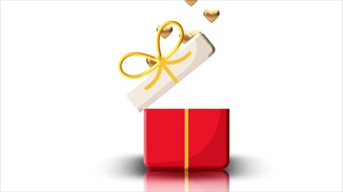 Valentine Heart With Gift Box Loop Animation