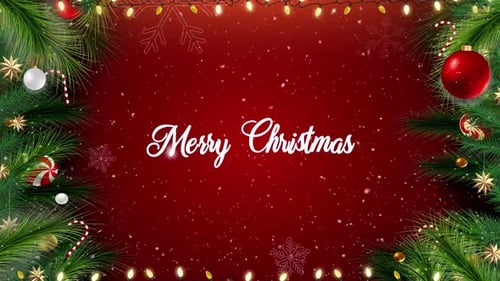 Animated Merry Christmas Greeting Frame with Falling Snow