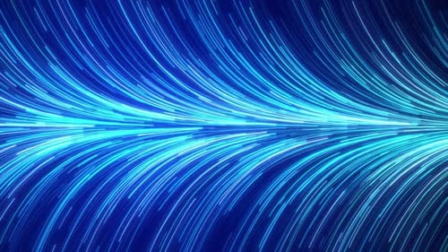 Looping Abstract Blue Fiber Optic Lines Flow. High Speed Digital Data Stream Concept. - HD