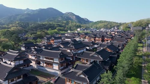 Vista aérea da vila de Eunpyeong Hanok
