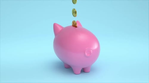 Coins Falling Into the Piggy Bank Loop