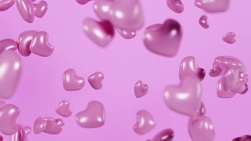 Modern Glossy Pink Hearts Floating Seamless Loop Background
