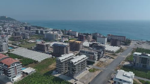 Aerial View Luxurious Residential Complex With Pool and Green Spaces Perfect for Relaxation