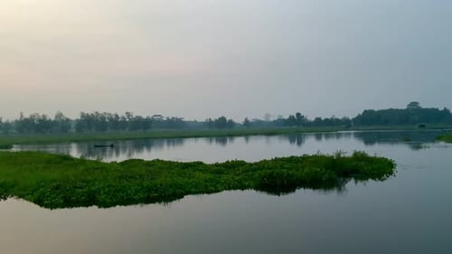 peaceful and calm atmosphere on the lake in the afternoon