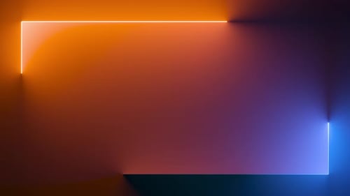 Abstrakter zyklischer Hintergrund mit rotem blauem Neonrahmen