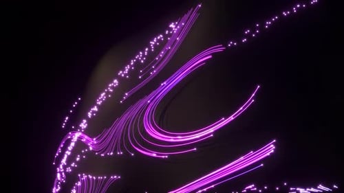 3d Abstract Neon Background Glowing Line Pink Blue Moving