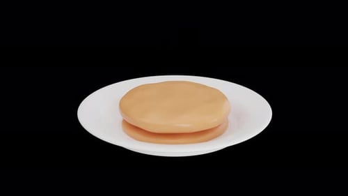 3D Animation of Pancakes with Sweet Cream and Blueberry | Alpha Channel