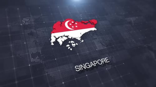 3D Singapore Map and Flag Digital Reveal