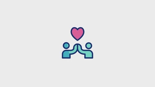 Flat Design Animation of Two People with a Heart