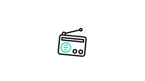Animated Flat Design Radio Icon with Sound Waves Loop