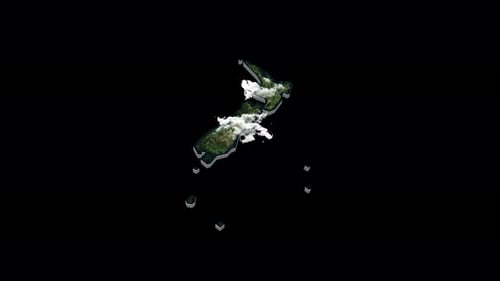 New Zealand 3D Country Map Animation Transparent Alpha