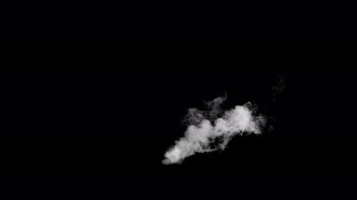 Fume Collection: A 4k shot of smoke surging from middle blown sideways on black background