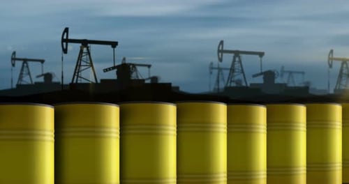 Yellow barrels in row endless
