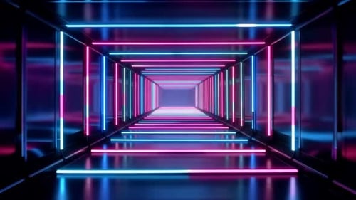 Futuristic Neon Light Tunnel Loop Background