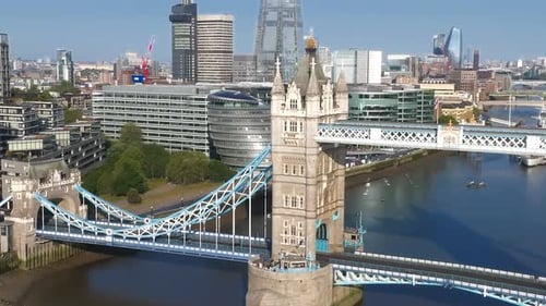 Aerial View of the Tower Bridge in London One of London's Most Famous Bridges