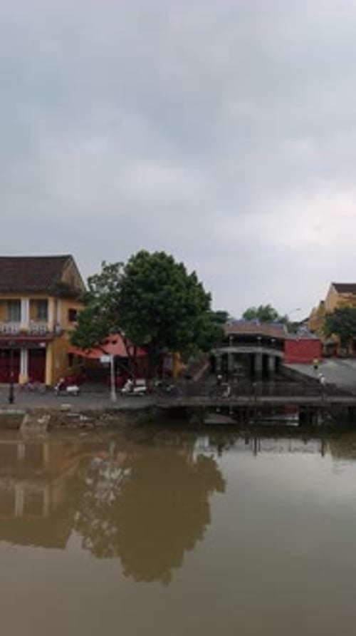 Aerial view of Chua Cau or Japanese Covered ancient Bridge