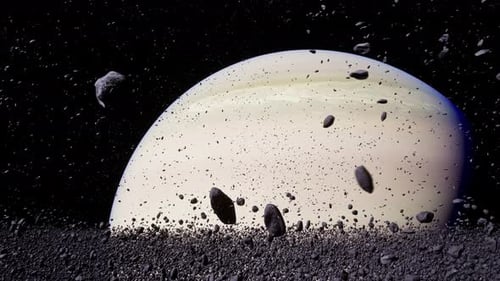 Saturn Surrounded By Asteroid Belt in a Celestial Setting
