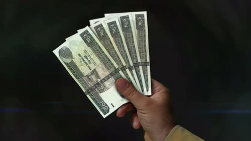 Ethiopia Birr money fan of banknotes in hand