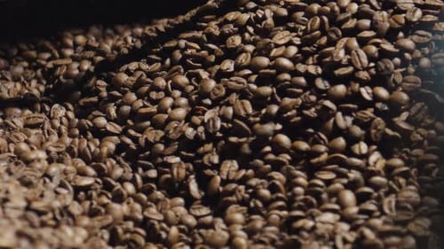 Close up of Coffee Beans Being Stirred