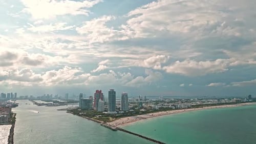 Miami Beach South Beach Miami Beach Skyline Miami Cityscape Aerial View Top View of Miami Coastline