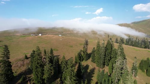 Scenic Mountains and Fog Aerial View
